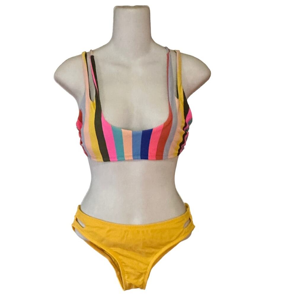 No Boundries Swimsuit Small Top Medium Bottom Bikini in Yellow/Multi